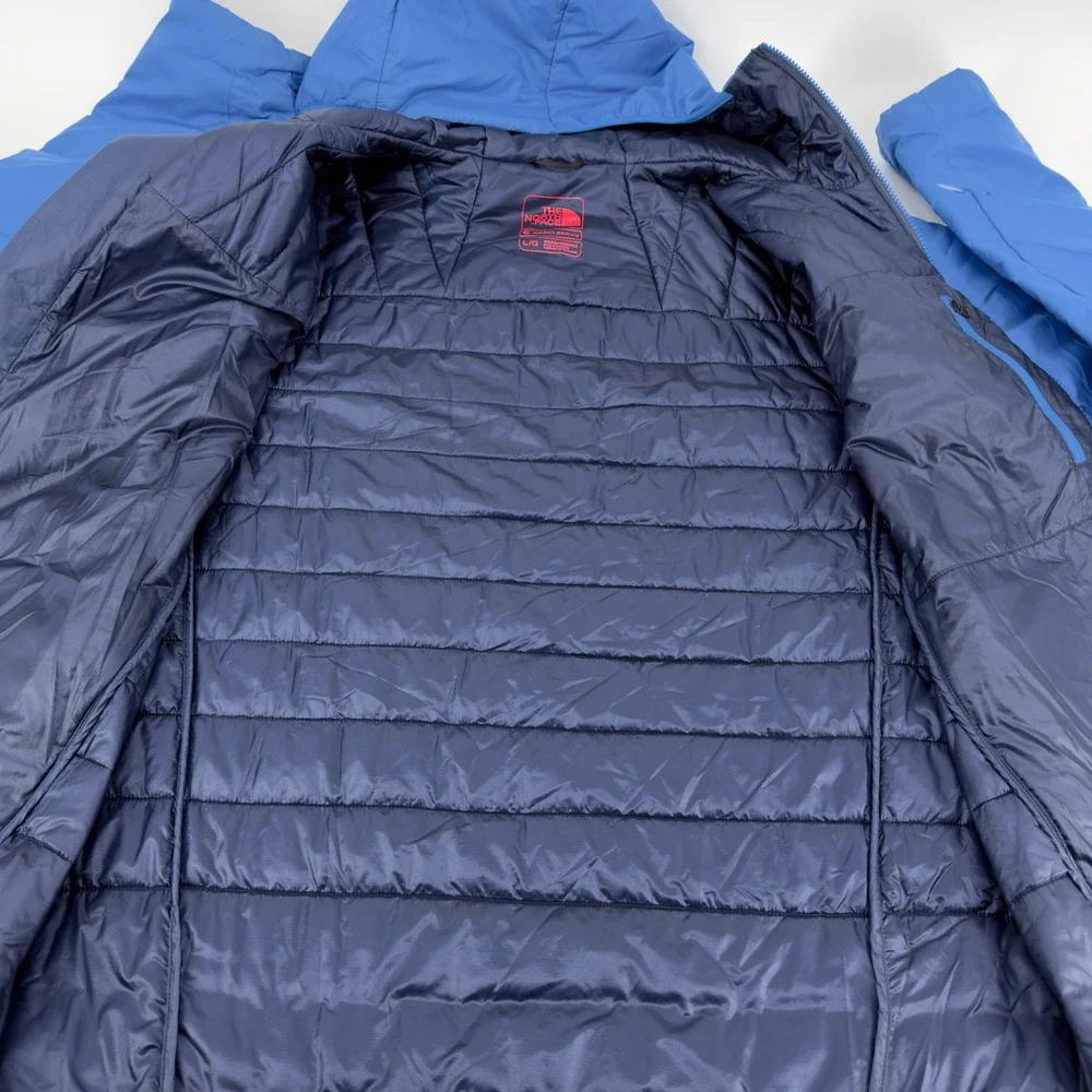 North Face Summit Series Large Mens Puffer Jacket Blue Insulated Full Zip FLAW
